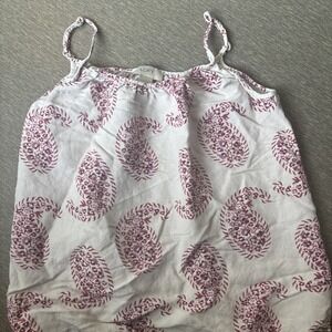 camisole tank top burgundy paisley on beige linen blouse xs Ann Taylor Loft